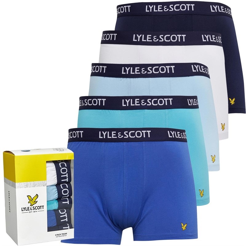 Lyle And Scott Vintage Mens Miller Five Pack Boxers Bright White/Chambray/Mist/Dazzling Blue/Peacoat
