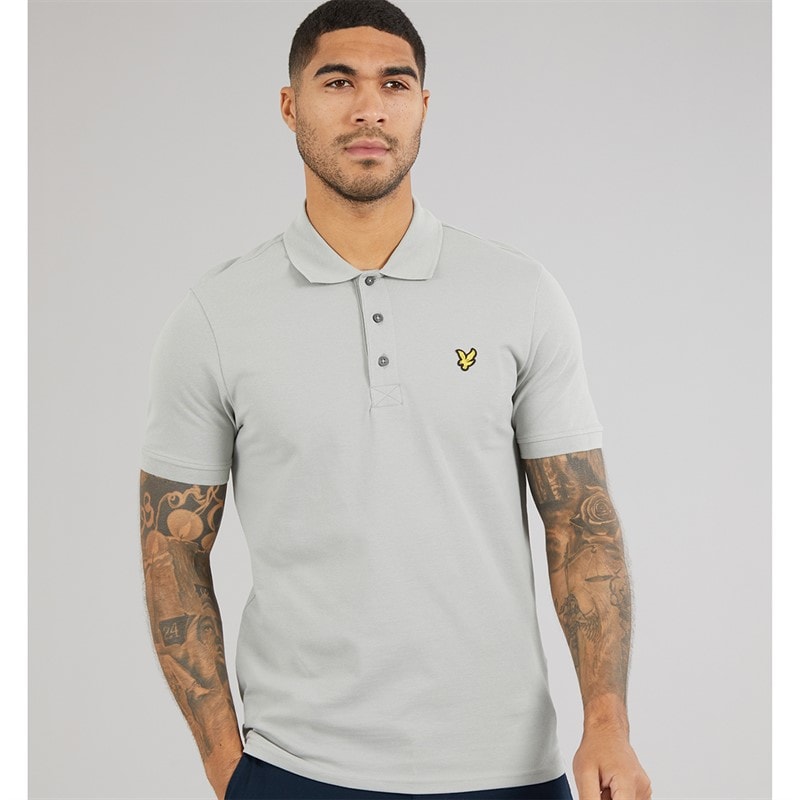 Lyle And Scott Vintage Mens Plain Polo Shirt Cold Grey