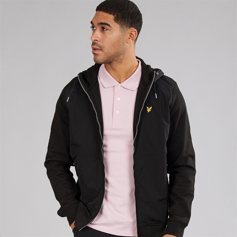 Lyle And Scott Vintage Mens Half Raglan Hybrid Hoodie Z865 Jet Black