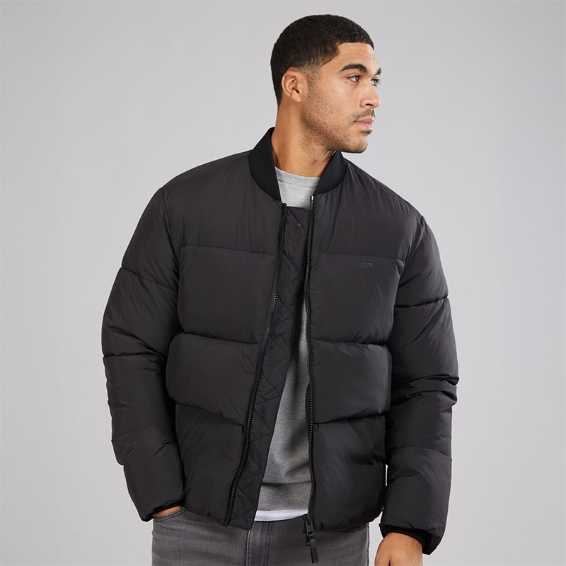 Lyle And Scott Vintage Mens Puffer Bomber Jacket Jet Black