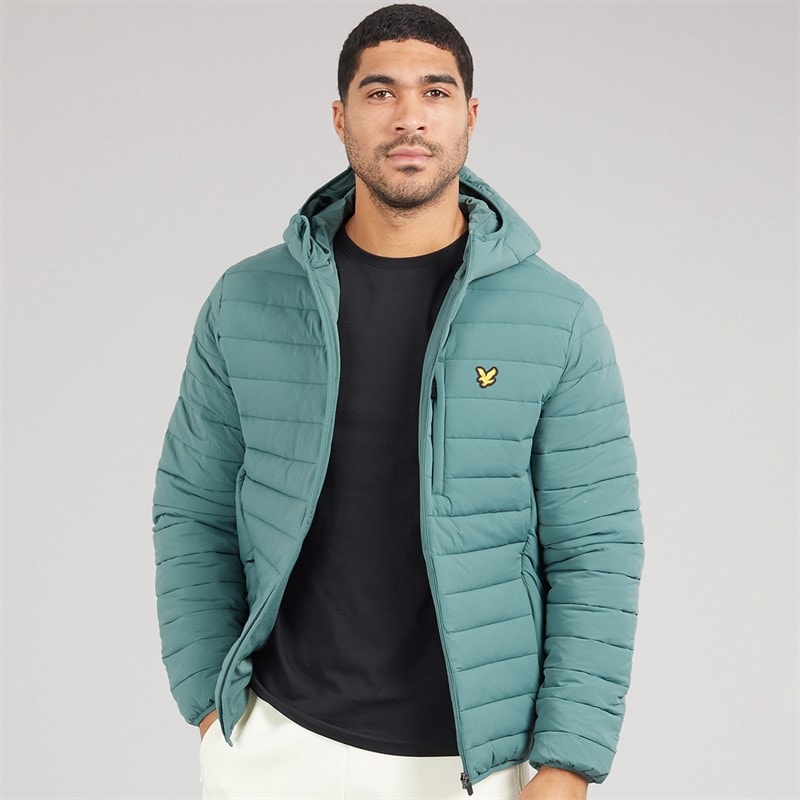 Lyle And Scott Vintage Mens Stretch Lightweight Quilted Jacket Silver Pine