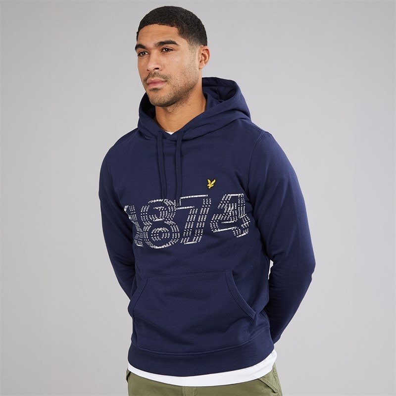 Lyle And Scott Vintage Mens 1874 Logo Pullover Hoodie Navy
