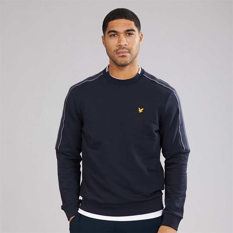 Lyle And Scott Vintage Mens Tape Crew Neck Sweatshirt Dark Navy