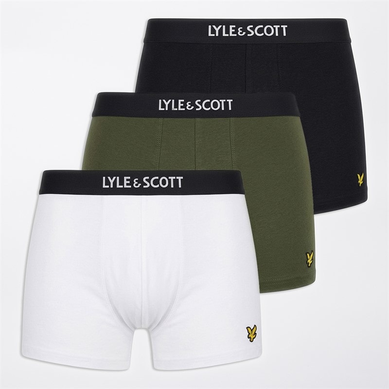 Lyle And Scott Vintage Mens Devon Three Pack Boxer Trunks Black/Climbing Ivy/Bright White