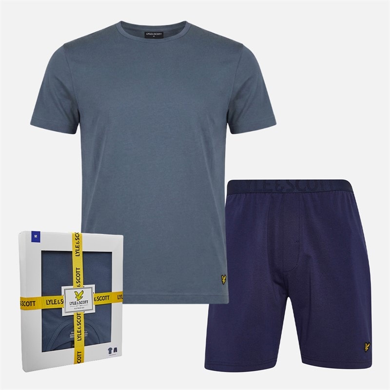 Lyle And Scott Vintage Mens Idris T-Shirt And Shorts Lounge Set Dark Denim/Peacoat