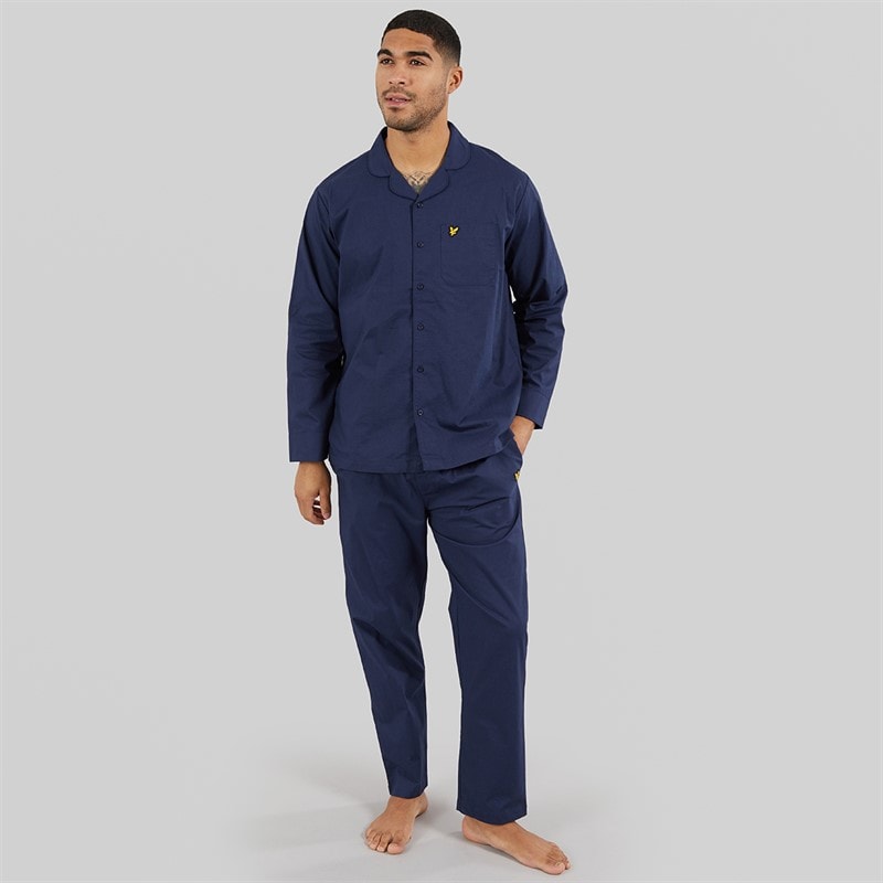 Lyle And Scott Vintage Mens Gilmore Woven Poplin Pyjama Set Peacoat
