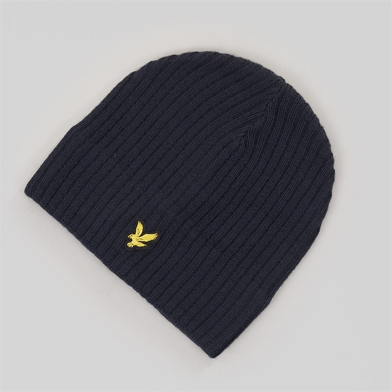 Lyle And Scott Vintage Mens Knitted Ribbed Beanie Dark Navy