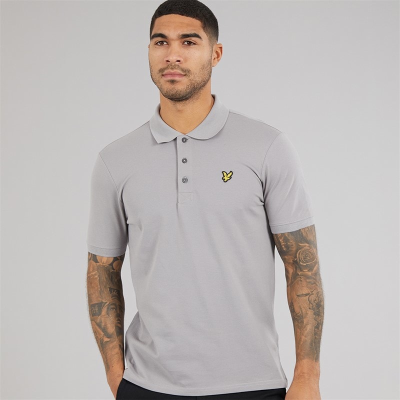 Lyle And Scott Vintage Mens Plain Polo Shirt Gull Grey