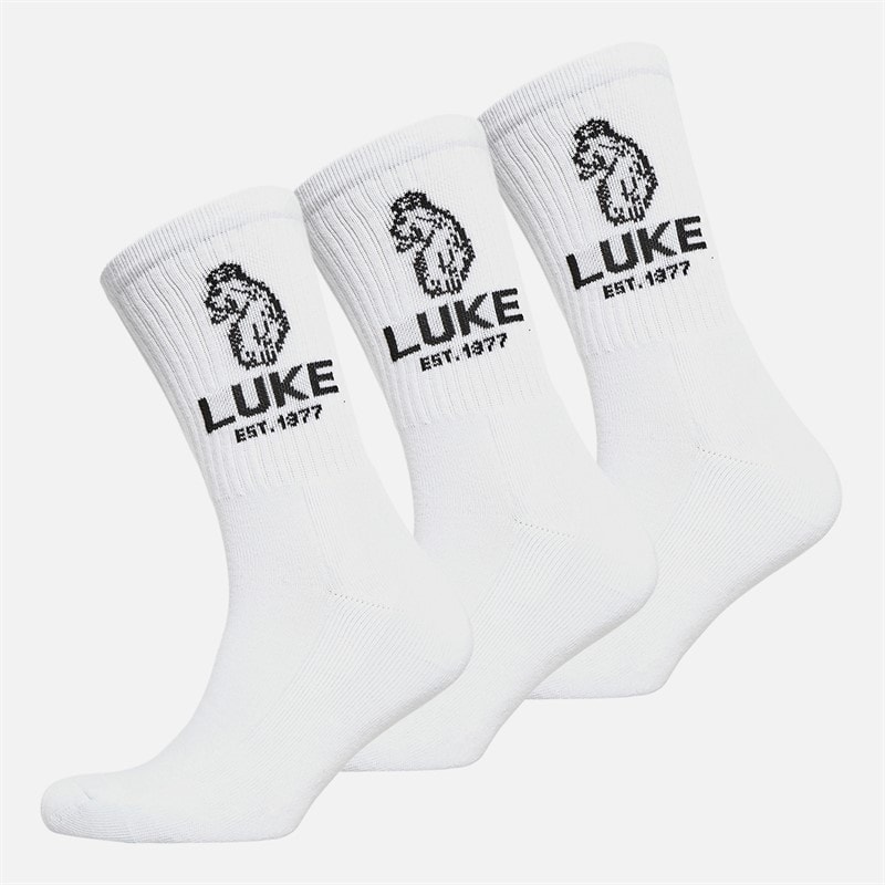 LUKE 1977 Mens Hero Three Pack Socks White