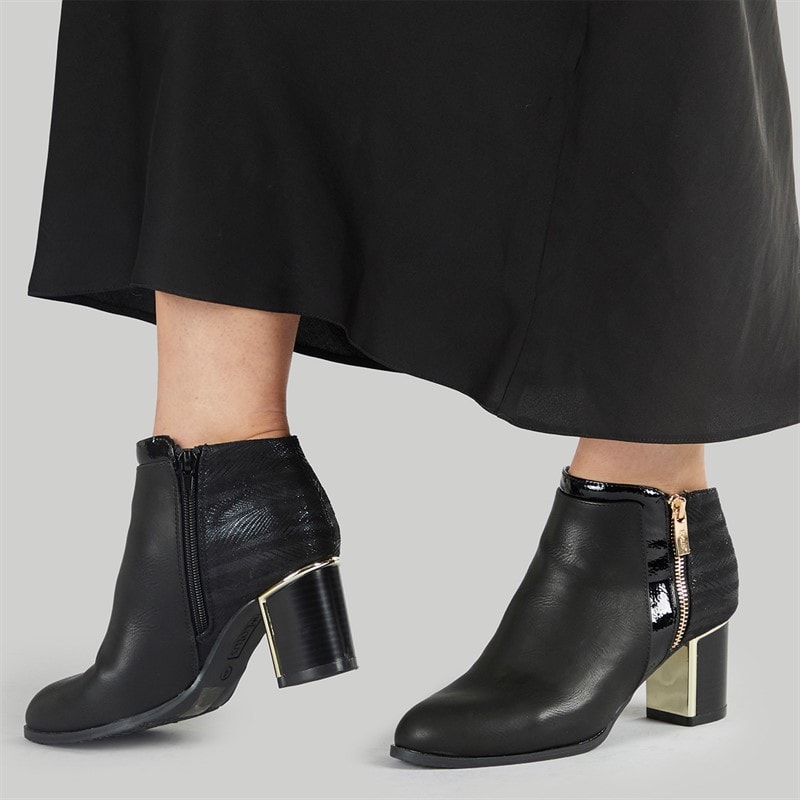 Lotus Womens Danielle Heeled Ankle Boots Black/Print