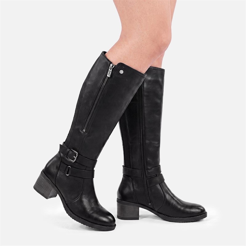 Lotus Womens Jazz Knee High Boots Black Leather