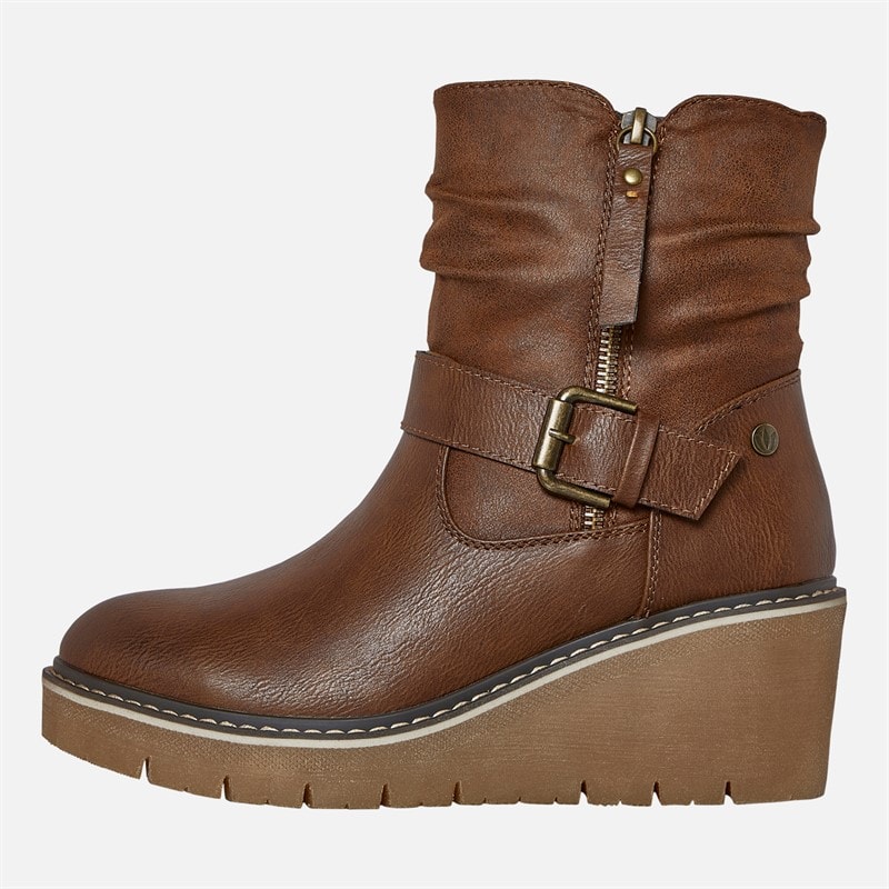 Lotus Womens Ellie Wedge Heel Boots Brown
