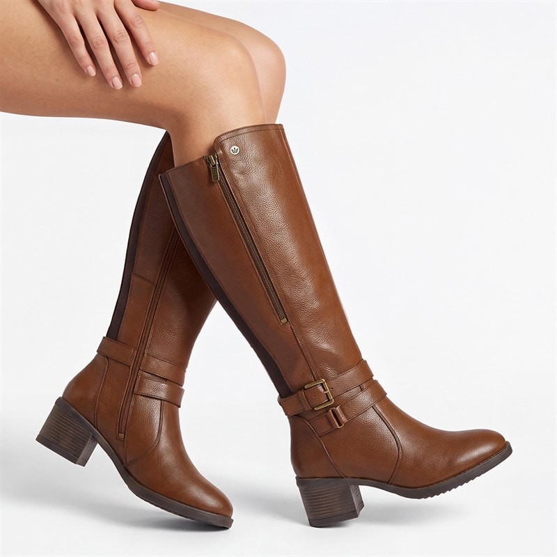 Lotus Womens Jazz Knee High Boots Tan Leather