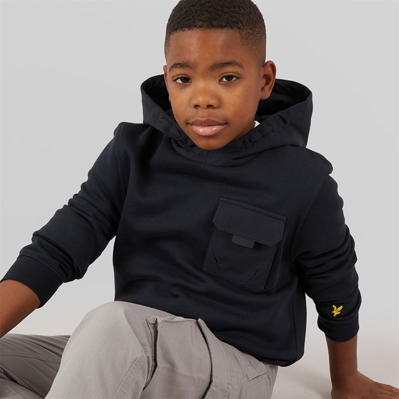Lyle And Scott Boys Ripstop Pocket Hoodie Z271 Dark Navy