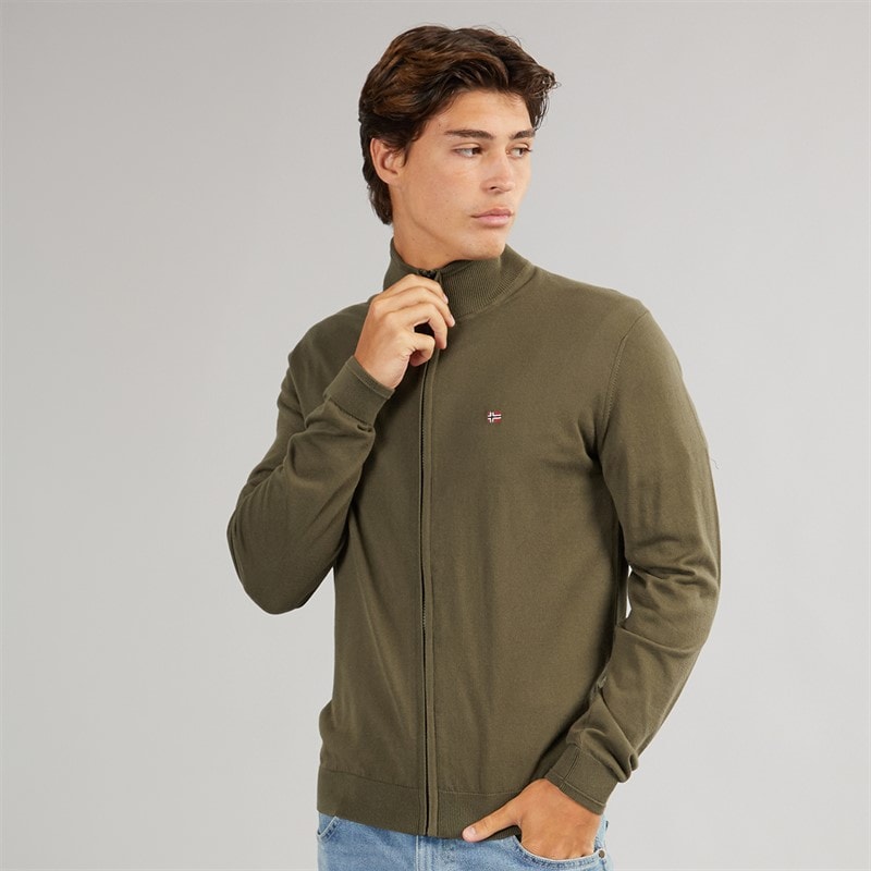 Napapijri Mens Decatur 2.0 Full Zip Knit Dark Olive