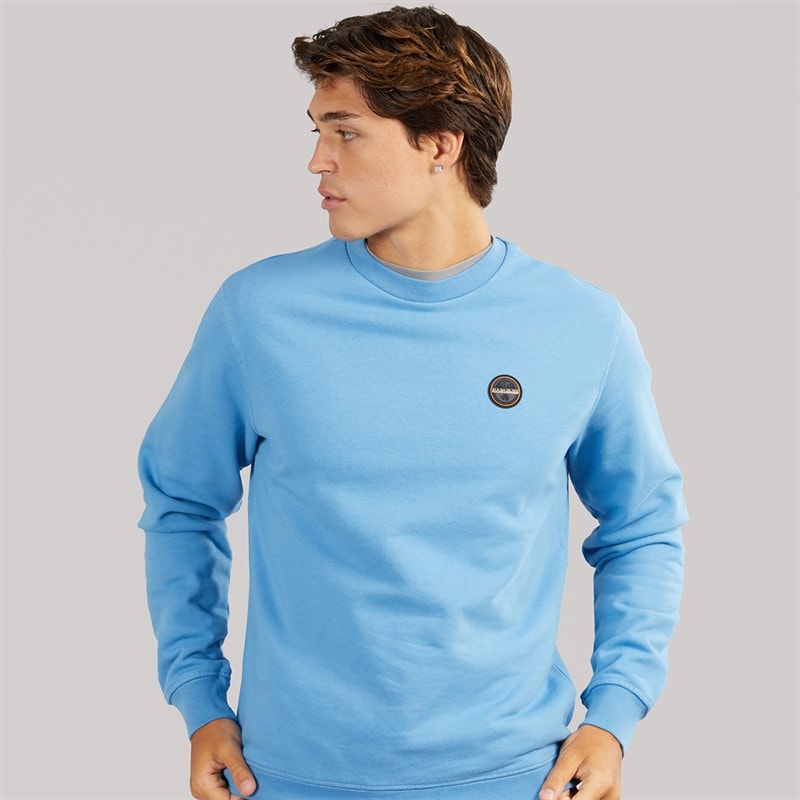 Napapijri Mens Badge Crew Sweatshirt Blue Jasper