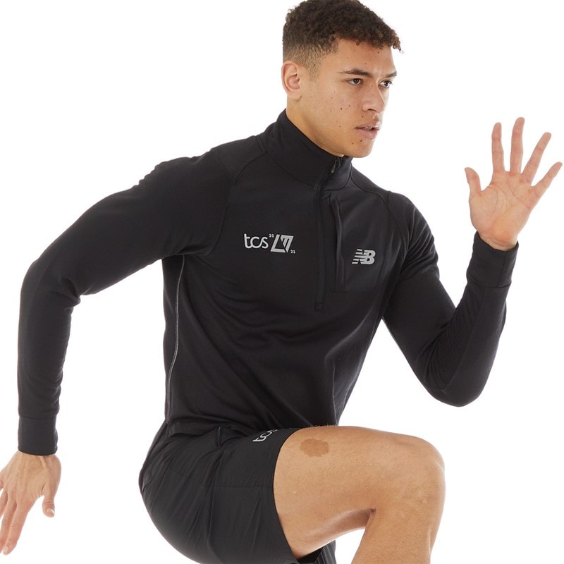 New Balance Mens London Edition Heat Grid 1/2 Zip Running Top Black