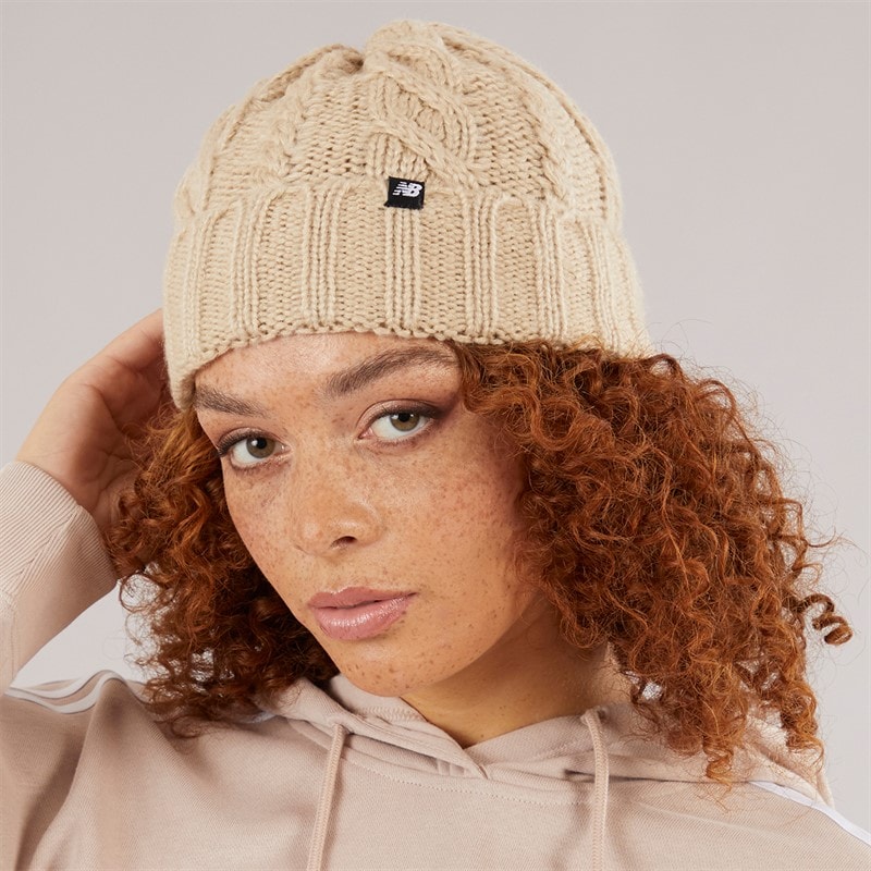 New Balance Womens Cable Knit Beanie Stonewear