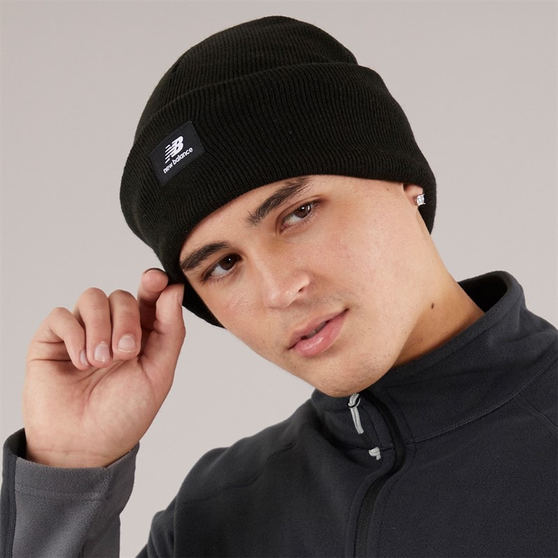 New Balance Mens NB Logo Knitted Beanie Black