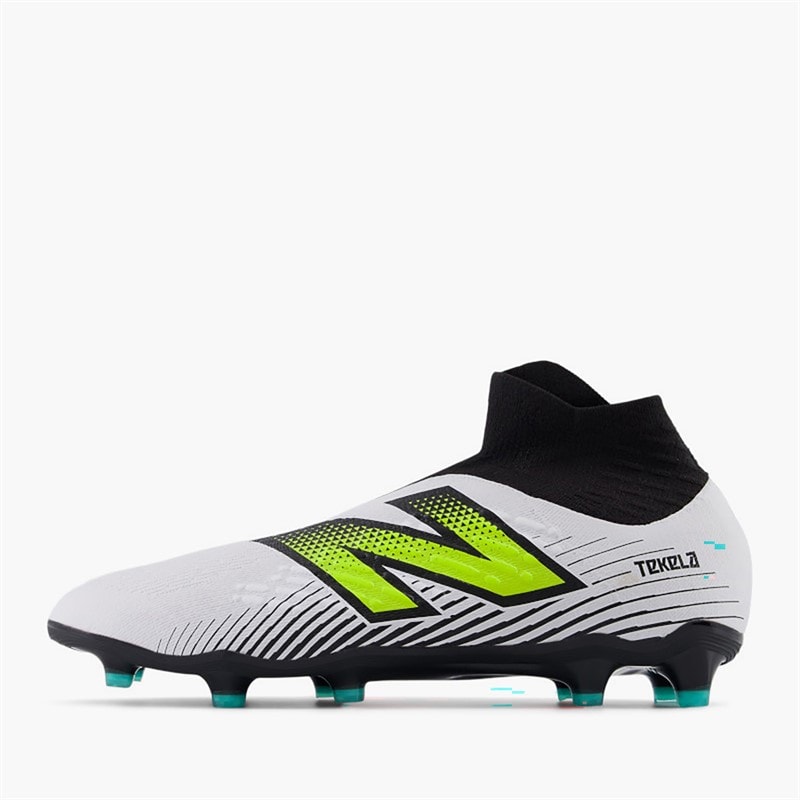 New Balance Mens Tekela Magia V4+ Laceless FG Firm Ground Football Boots White/Hi-Lite/Black