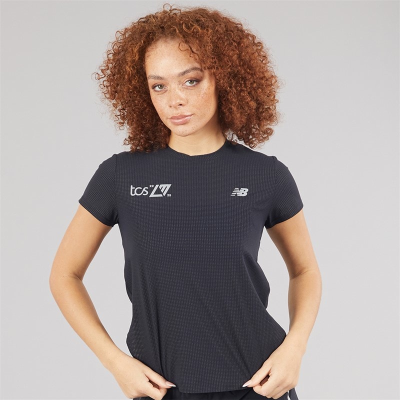 New Balance Womens London Edition Race Day Ultra Light Running T-Shirt Black