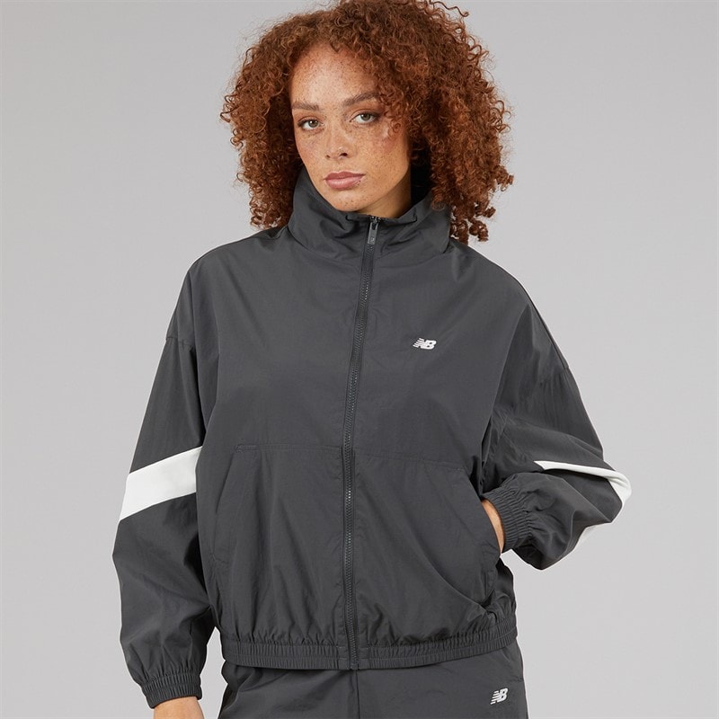 New Balance Womens Athletics Oversized 90s Woven Track Jacket Blacktop