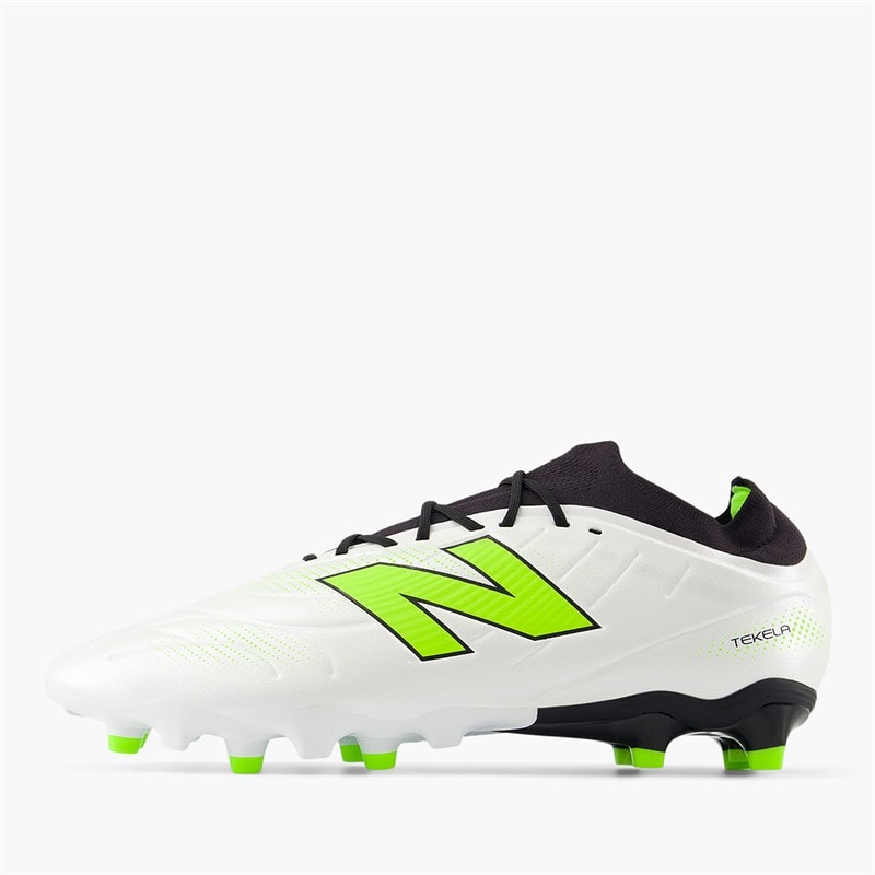 New Balance Mens Tekela Team V5 Low Laced FG Firm Ground Football Boots White/Black/Pixel Green