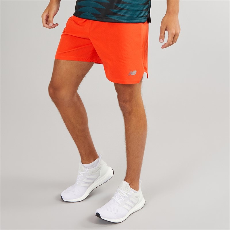 New Balance Mens RC 7 Inch Running Shorts Neo Flame