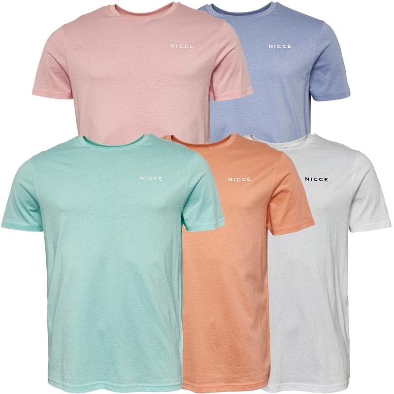 NICCE Mens Buena Five Pack T-Shirts Lavender/Light Coral/Mint/White/Pink