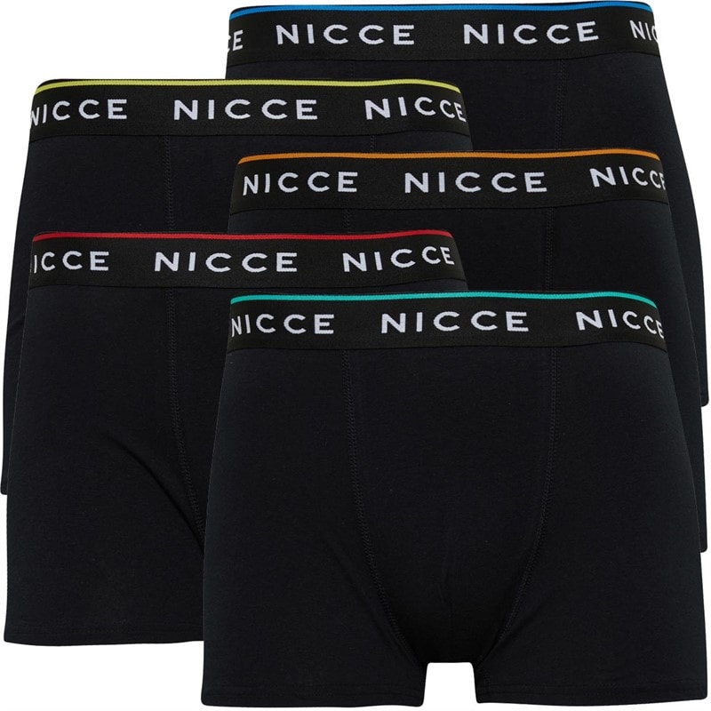 NICCE Mens Foxell Five Pack Boxers Black