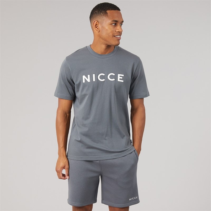 NICCE Mens Vitter T-Shirt And Shorts Set Steel Grey
