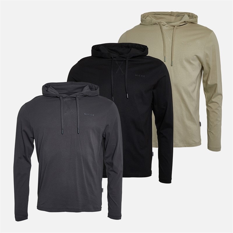 NICCE Mens Ernesto Three Pack Hoodies Black/Grey Stone/Coal