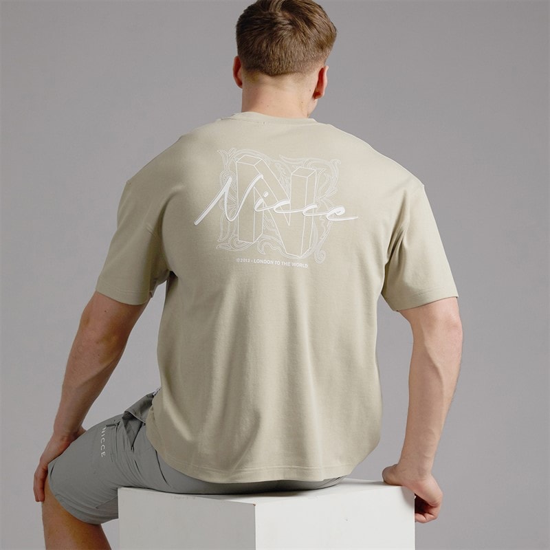 NICCE Mens Alotte Oversized T-Shirt Grey Stone