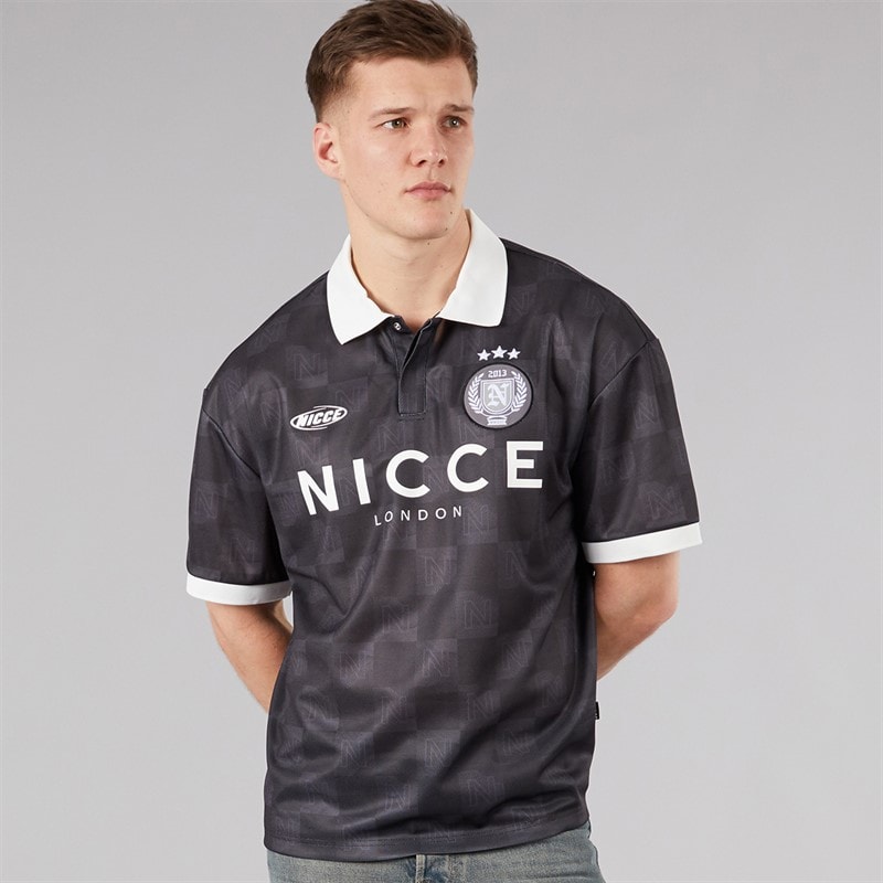 NICCE Mens Stadium Oversized Polo Shirt Black