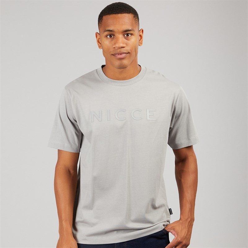 NICCE Mens Farnol Crew Neck T-Shirt Circular Grey