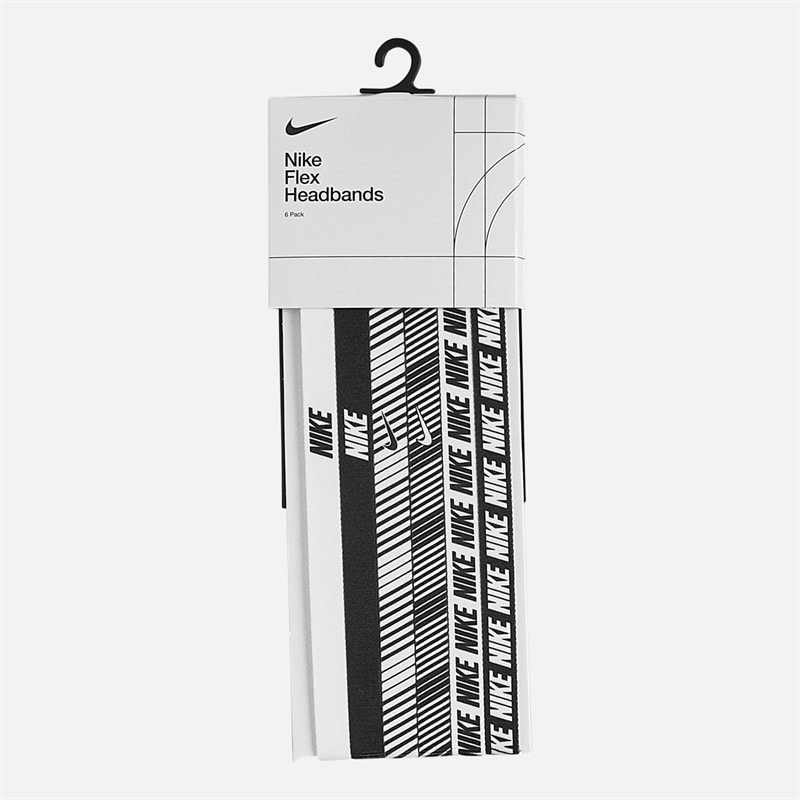 Nike Womens Flex Classic Printed Six Pack Hairbands White/Black/White