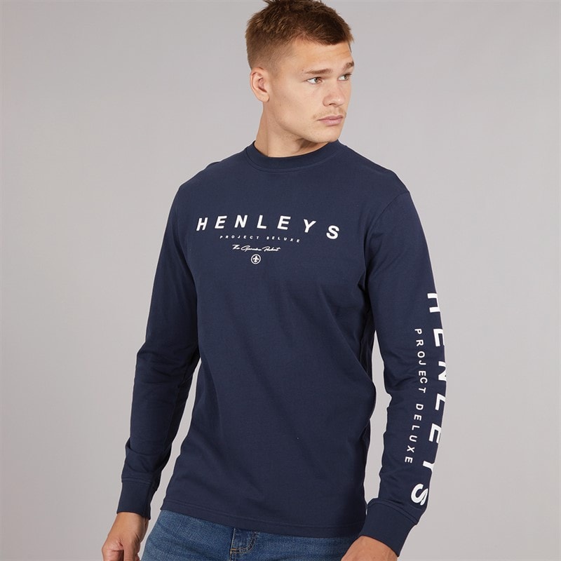 Henleys Mens Melvern Long Sleeve Top Navy