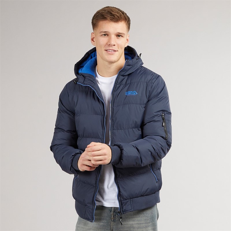 Henleys Mens Thinker Puffer Bomber Jacket Navy