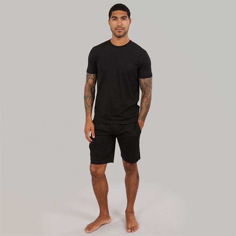 French Connection Mens FC Lounge T-Shirt And Shorts Set Black