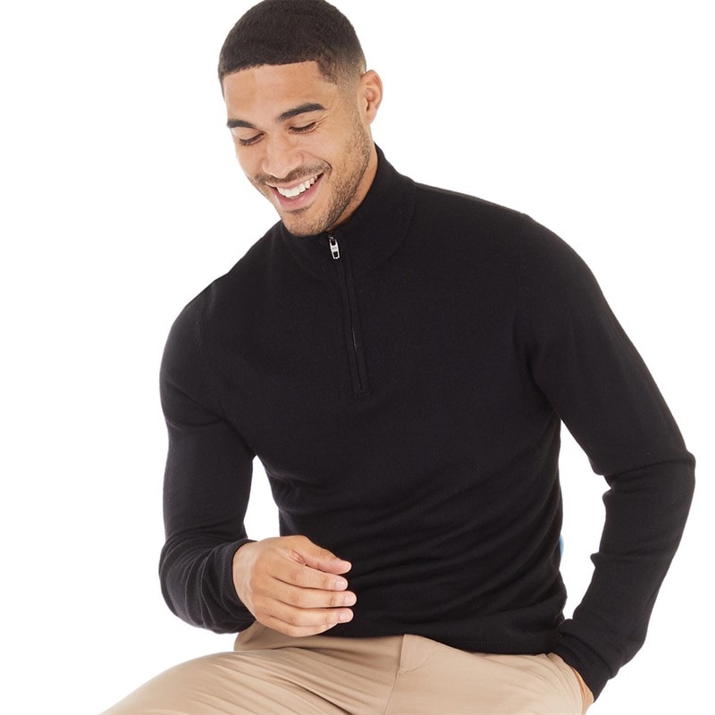 French Connection French Connection Mens Cash 1/4 Zip Jumper Black