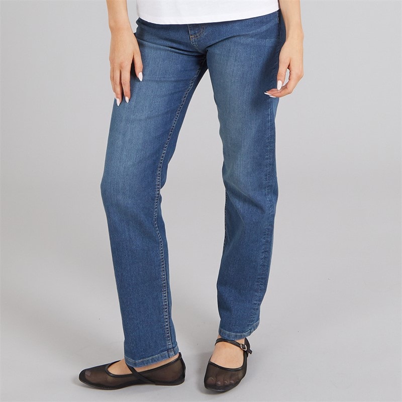French Connection Womens High Rise Slim Straight Jeans Blue Mid