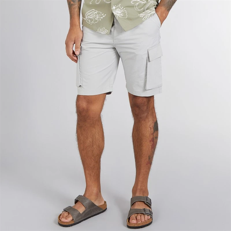 French Connection Mens Cargo Tech Shorts Light Grey