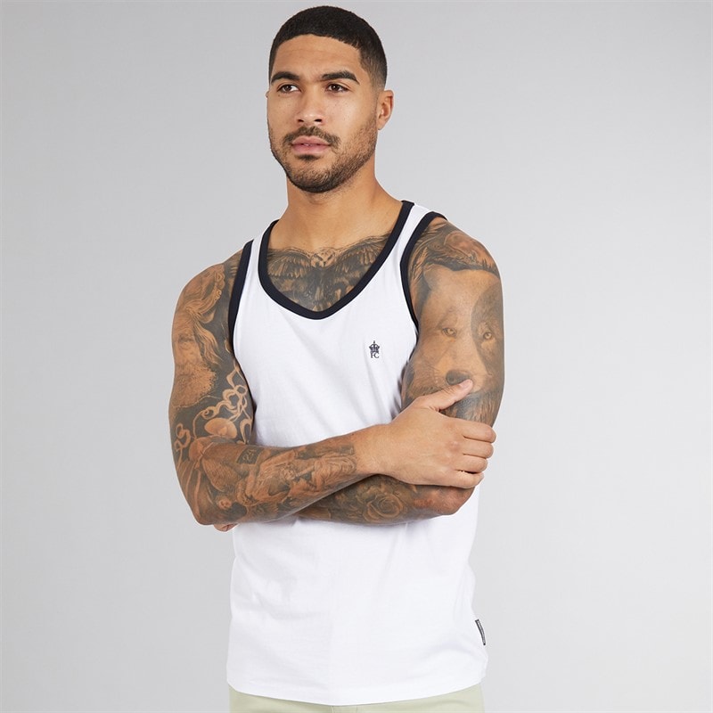 French Connection Mens Ringer Vest White/Marine