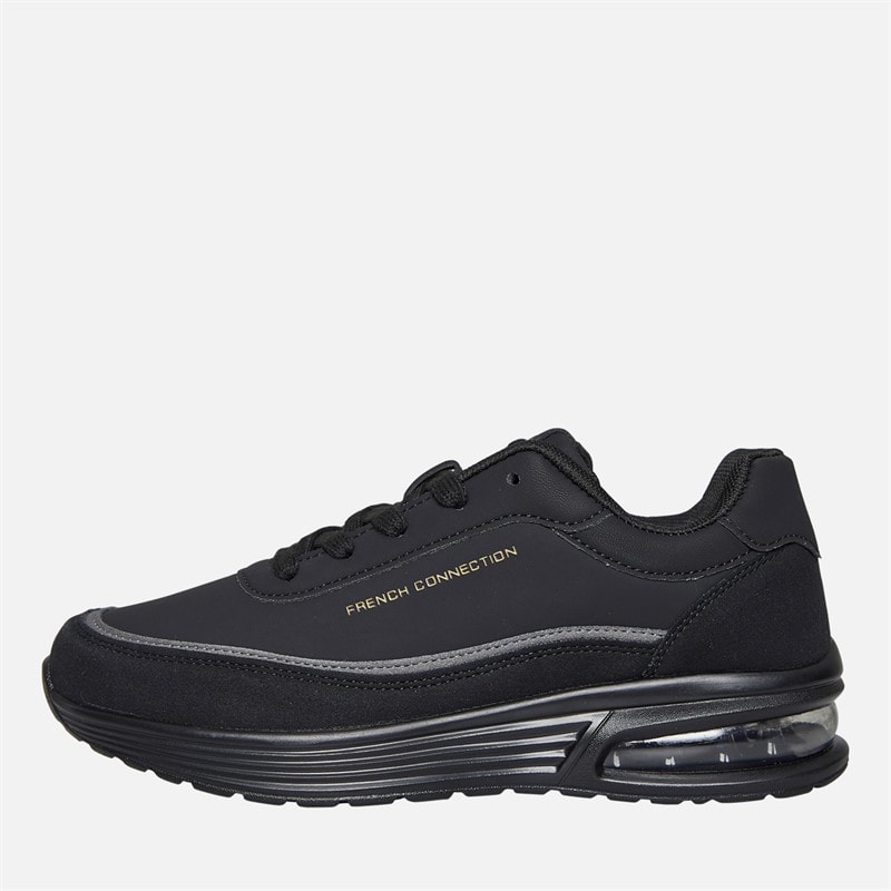 French Connection Junior Boys Suede Block Trainers Black (Black Sole)