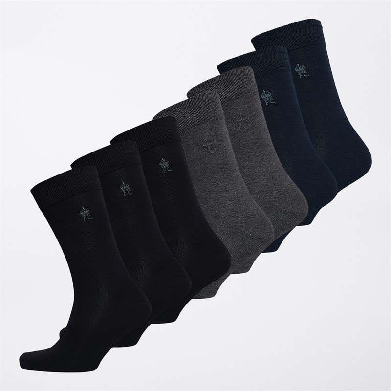 French Connection Mens FC Seven Pack Socks FC4 Black/Marine/Charcoal Melange