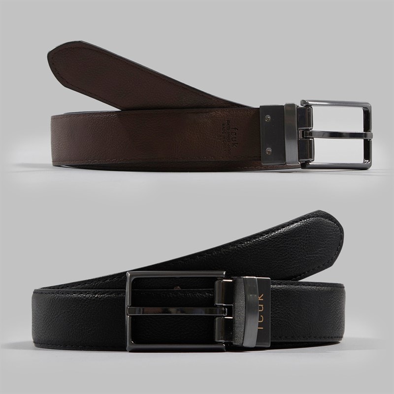 French Connection Mens Keeper 2 Reversible Belt Black