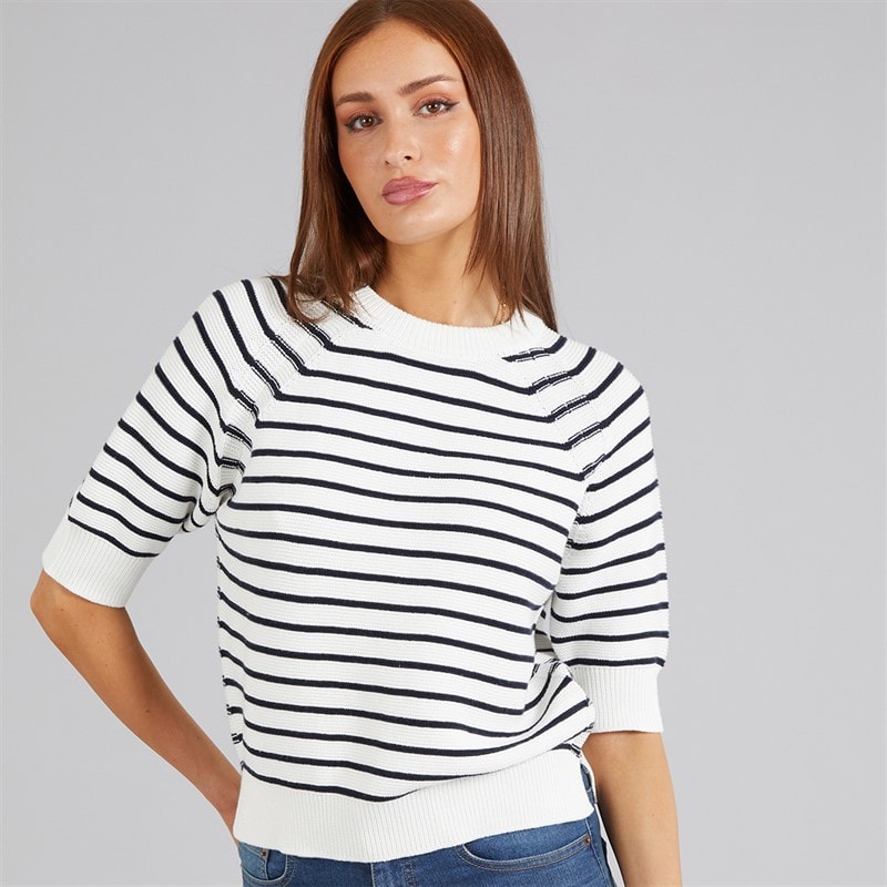 French Connection Womens Mozart Stripe Jumper White/Midnight