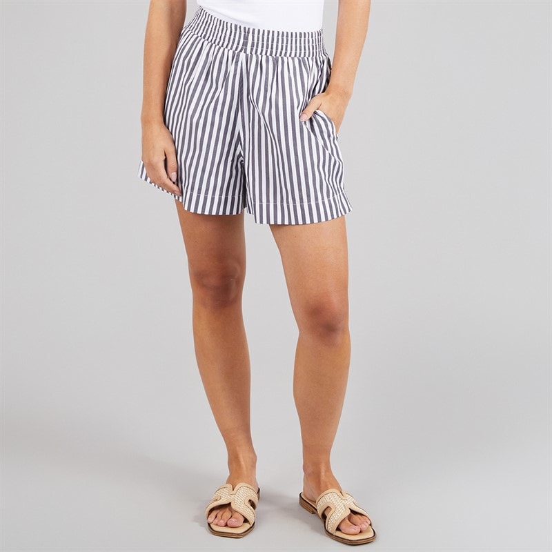 French Connection Womens Poplin Stripe Shorts Midnight/White