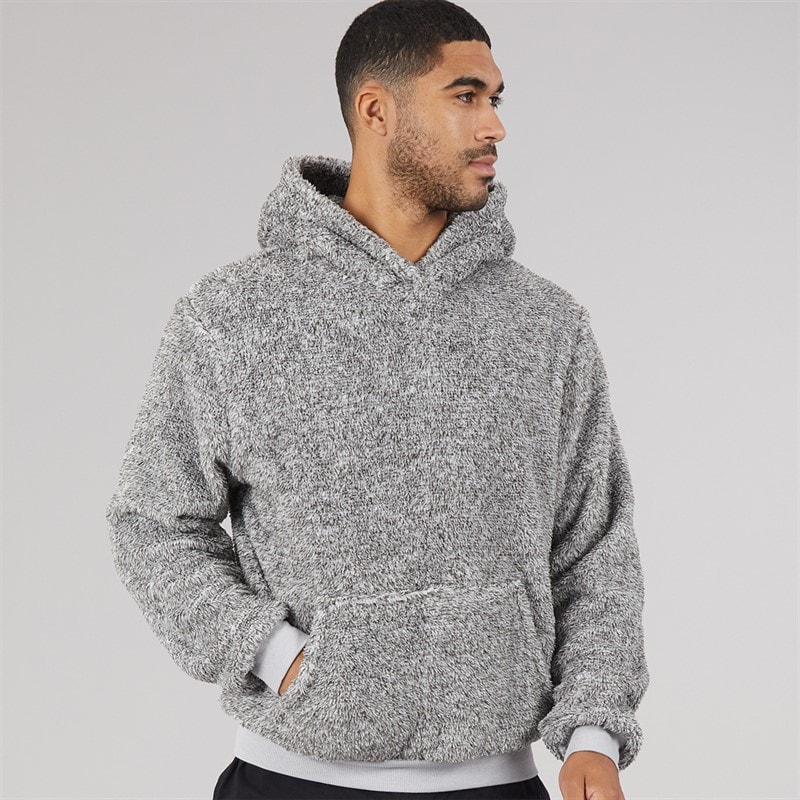 French Connection Mens Boucle Hoodie Light Grey Mel