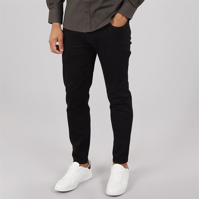 French Connection Mens Tapered Fit Jeans BLK1 Black